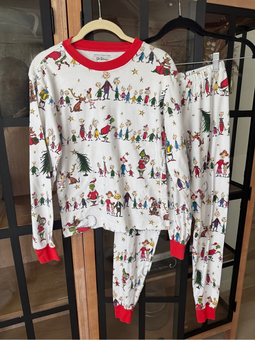 Pottery Barn Kids Dr. Seuss The Grinch Adult Organic Cotton Pajama Set Christmas